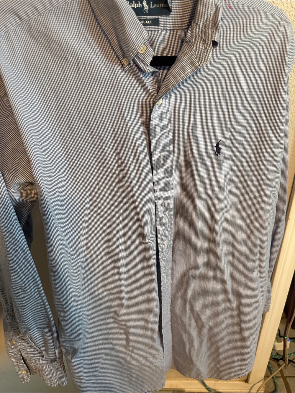 Ralph Lauren Blue Tiny Check Button-Down Shirt
